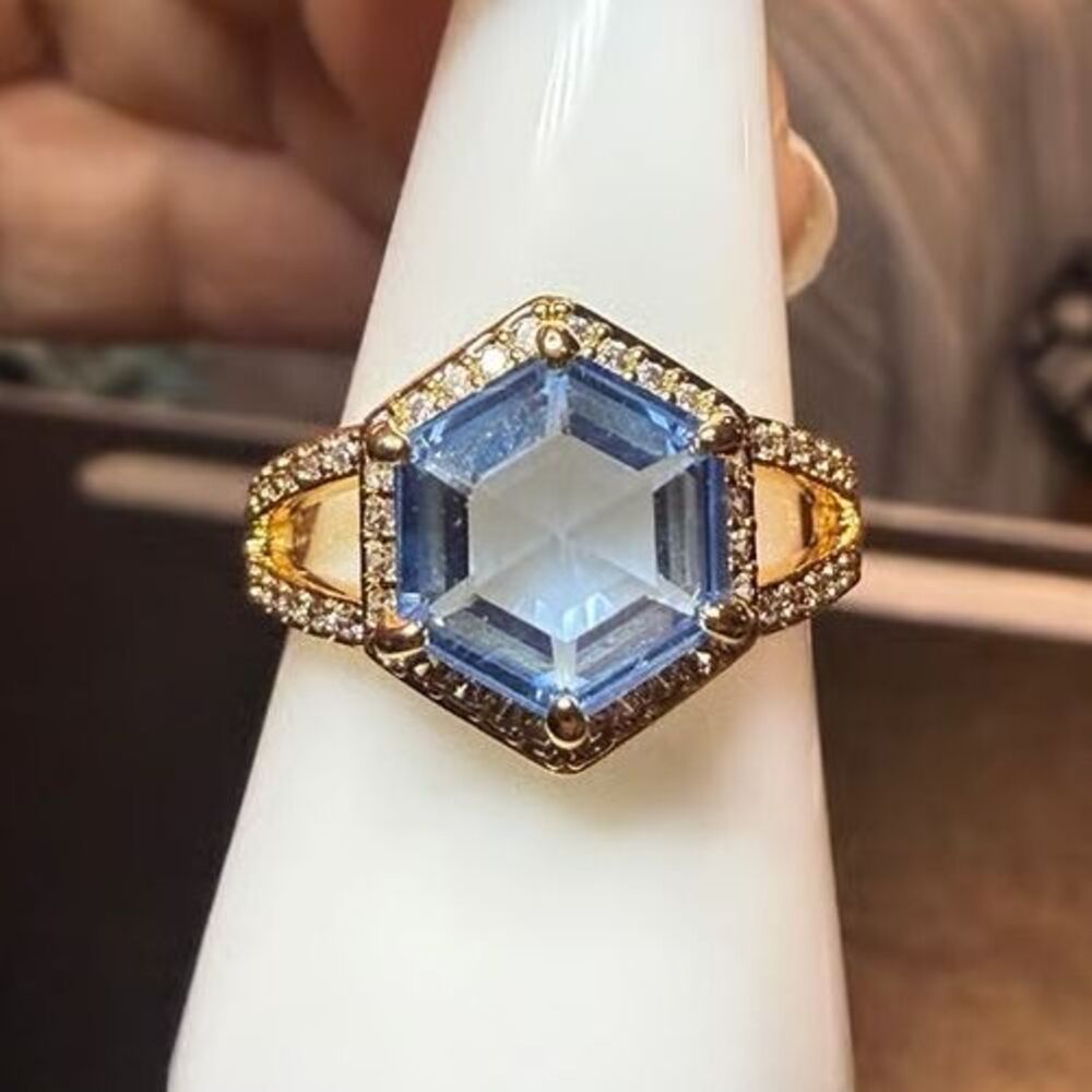 Gold aquamarine spinel size 8 BP ring